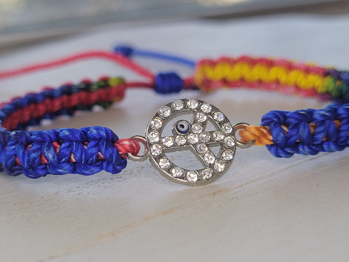 Evil Eye & Peace Symbol Bracelet
